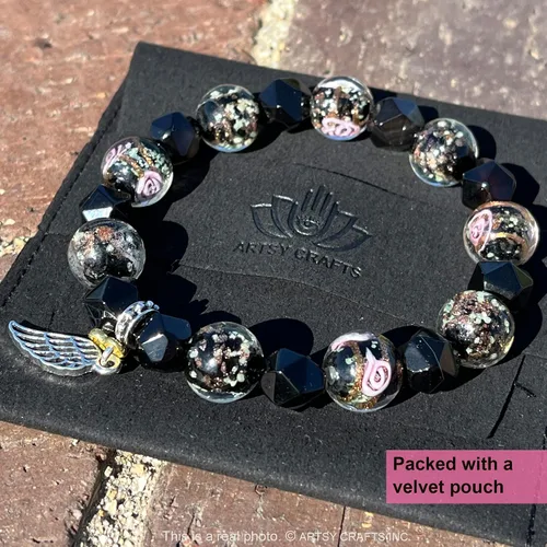 Vista 5 de ARTSY Crafts Glow in the Dark Firefly Beads + Natural Gemstone Bracelets, Handmade in USA