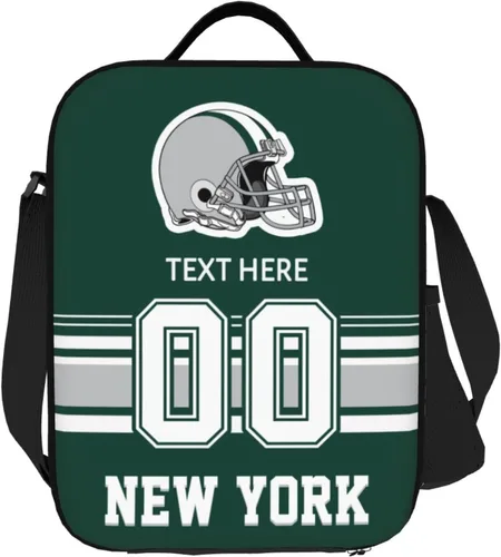Vista 34 de Bolsa de almuerzo personalizada de Nueva Inglaterra, regalos para hombres, mujeres, fanáticos, con nombre y número personalizados, correas de hombro