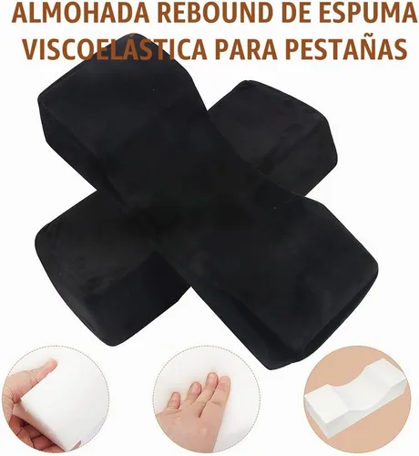 Vista 6 de Almohada de extensión de pestañas de terciopelo, almohada de cuello de espuma viscoelástica para salón de belleza para injerto de pestañas Negro