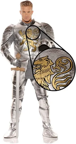 Vista 3 de Disfraz de caballero con armadura brillante para hombre, Plateado