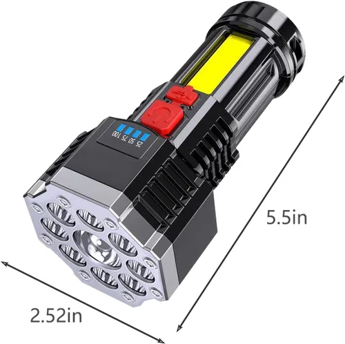 Vista 3 de Flashlights High Lumens, Rechargeable LED Flashlight, Super Bright Flashlights 100000 Lumens with 9 LED Light, 4 Modes Handheld Flashlights for