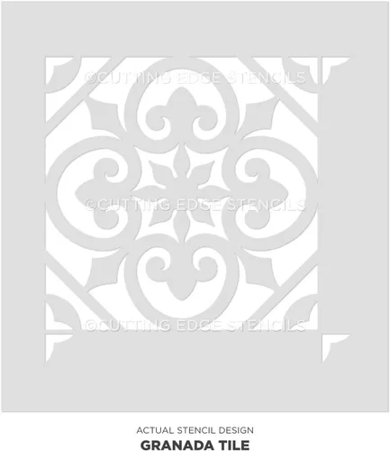 Vista 3 de Granada Tile Stencil - Plantillas de bricolaje para mejoras del hogar - Perfecto para pisos y salpicaduras de cocina - Diseño de azulejos de cemento