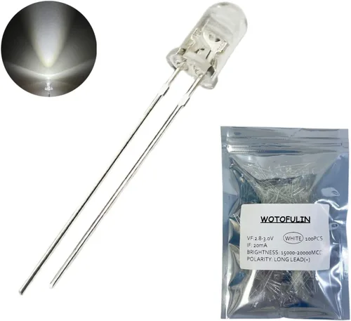 Vista 12 de 0.197 in rojo LED diodo luces 100pcs DC 2V 20mA lente clara redonda componentes electrónicos diodos emisores de luz bombillas LED