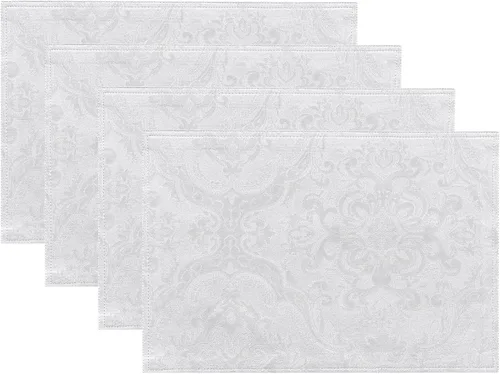 Vista 7 de Elrene Home Fashions Caiden Elegance - Manteles individuales de tela de damasco, 13 x 19 pulgadas, arándano, 4 unidades (paquete de 1)