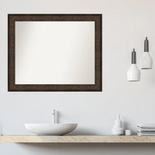 Vista 600 de Amanti Art Espejo de pared personalizado no biselado (25 x 25 pulgadas), marco de bronce acentuado, varios tamaños personalizados, espejo de baño