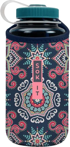 Vista 162 de Sok It BotlSok Funda para botella de agua con cubierta de neopreno aislante (Floral abstracto, se ajusta a CamelBak o Nalgene de 12 onzas)