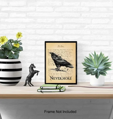 Vista 4 de The Raven – Nevermore – Regalos de Edgar Allan Poe – Decoración gótica para la habitación – Decoración gótica para el hogar – Poesía espeluznante