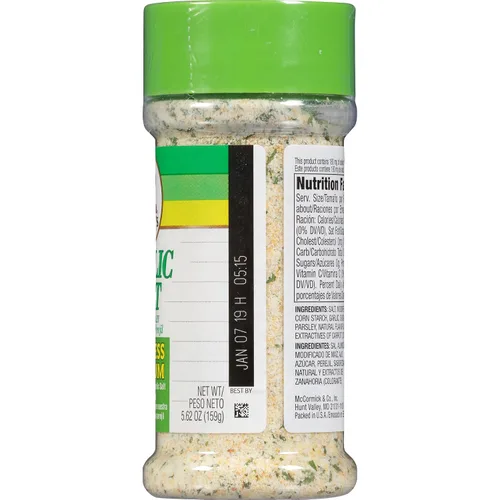 Vista 6 de Lawry's 25% menos de sal de ajo y sodio con perejil, 5.62 oz