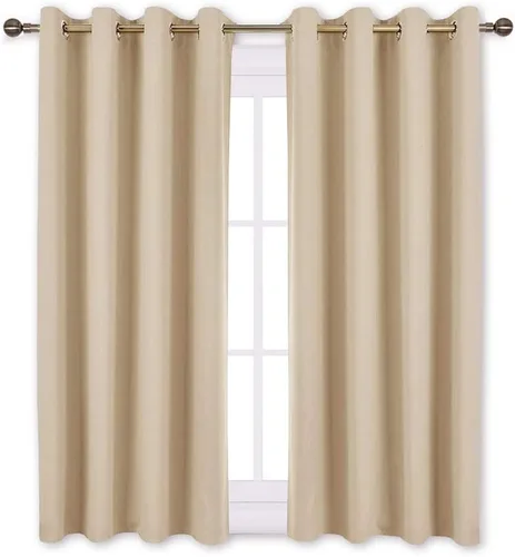 Vista 13 de Cortinas y cortinas de poliéster con ojales en la parte superior para oscurecer la habitación, sala de estar con aislamiento térmico