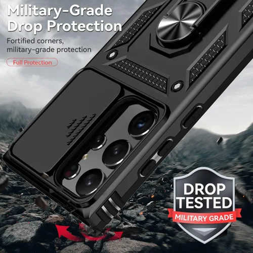 Vista 6 de Funda para S23 Ultra, con cubierta para cámara, [grado militar] 16 pies. Funda probada contra caídas con funda protectora magnética para Galaxy S23