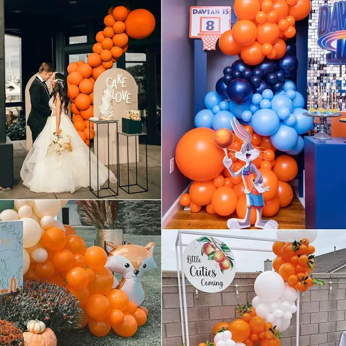 Vista 7 de Globos naranjas – 70 unidades de 12 pulgadas naranja quemado para otoño, baby shower, cumpleaños, Halloween, decoraciones de Navidad