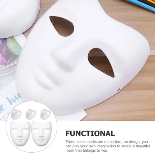 Vista 4 de NUOBESTY 5 máscaras faciales completas de papel en blanco pintables para Mardi Gras, mascarada, cosplay, 5