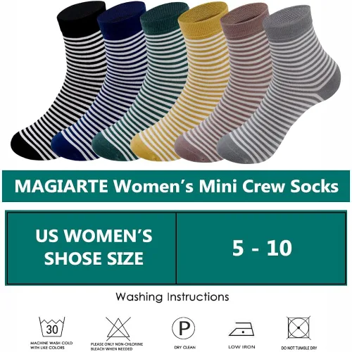 Vista 6 de MAGIARTE Calcetines cortos para mujer, de algodón peinado, estilo casual, atléticos, de un cuarto de pantorrilla, paquete de 6