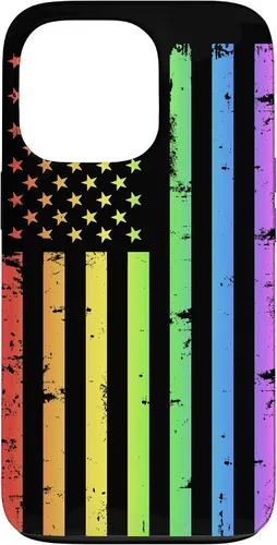 Vista 10 de Funda LGBT para iPhone 17 con diseño de bandera estadounidense arcoíris
