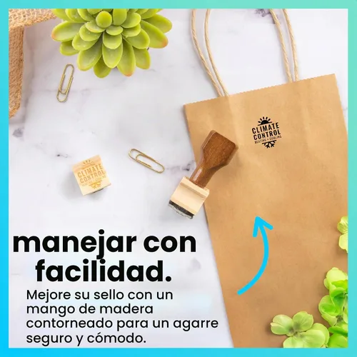 Vista 5 de ExcelMark Sello de logotipo personalizado, sello de goma de madera personalizado, carga tu propia imagen (1 x 1 pulgadas)