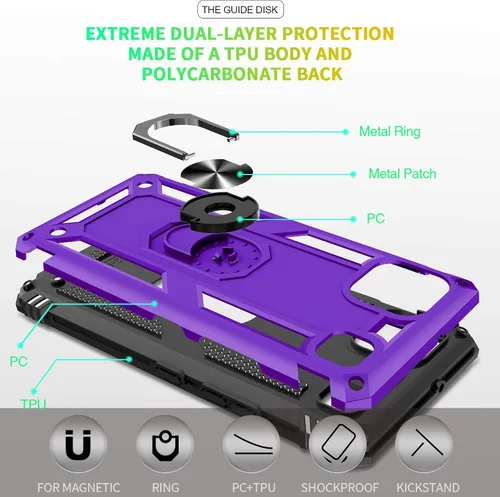Vista 3 de Gritup Funda compatible con Pixel 7 Pro con protector de pantalla HD, [grado militar] [anillo de metal] [soporte magnético] Funda protectora Armor
