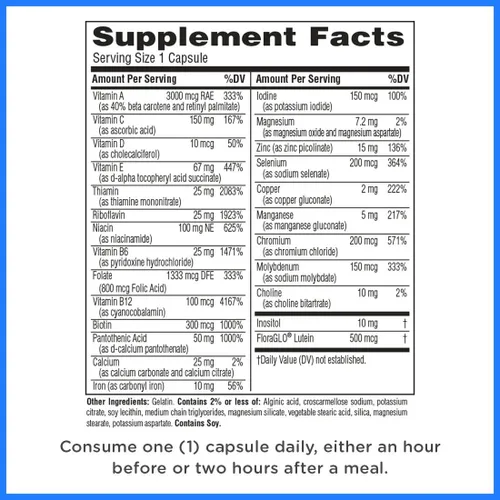 Vista 2 de Twinlab Daily One Caps Suplemento multivitamínico y mineral con hierro, 180 cápsulas