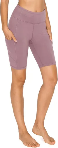 Vista 4 de Leggings Depot Pantalones cortos de yoga atléticos de cintura alta para mujer, pantalones cortos de entrenamiento para mujer
