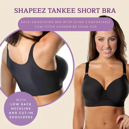 Vista 2 de Shapeez Tankee Short Back-Smoothing Bra Ultra-Comfortable Cami-Style Underwire Foam-Cup