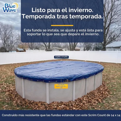 Vista 2 de Cubierta oval de invierno para piscina sobre suelo, Azul Royal