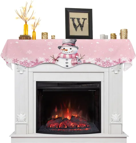 Vista 7 de Funda para bufanda de chimenea con diseño de copo de nieve dorado, para Navidad, Halloween, Acción de Gracias, otoño, decoración de interiores