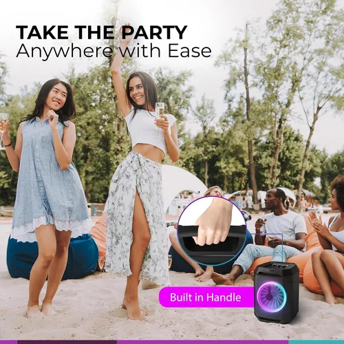 Vista 3 de Philips Altavoz Bluetooth para fiestas, refuerzo dinámico de bajos, Bluetooth y entrada auxiliar, entrada de micrófono, emparejamiento inalámbrico