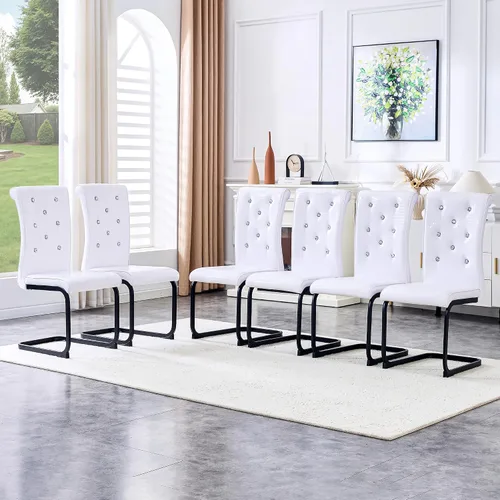 Vista 32 de gopop Juego de 2 sillas de comedor Juego de sillas de cocina modernas Cojín de piel sintética Patas de metal de alta resistencia Respaldo