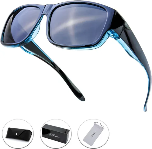 Vista 6 de The Fresh - Lentes de sol polarizados, de alta definición y envolventes para uso sobre anteojos - Estuche de piel para anteojos