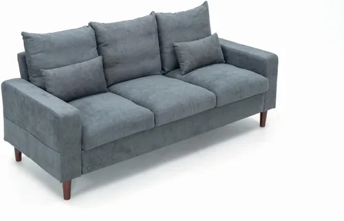 Vista 8 de Panana Sofá sofá tapizado de 3 asientos, sofá de tela de lino para espacio pequeño, sala de estar, apartamento, gris