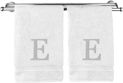 Vista 113 de Toalla de mano monogramada, regalo personalizado, juego de 2 - Toalla bordada con letra de bloque dorada - Extra absorbente 100% algodón turco