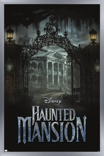 Vista 11 de Disney Haunted Mansion - Póster de pared de mansión, 22.4 pulgadas de largo x 14.7 pulgadas de ancho, versión enmarcada de madera de granero