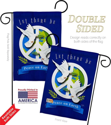 Vista 5 de Peace on Earth Garden House Flags Set Sweet Life Support Environmental Protection Small Decorative Gift Yard Banner Double-Sided Made In USA 28 X 40