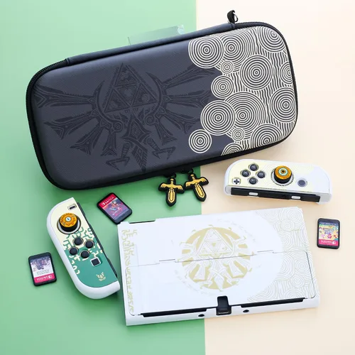 Vista 6 de GLDRAM Switch Carrying Case for Zelda, Portable for Nintendo Switch OLED with Travel Case Protector, White Dockable Switch OLED Skin Cover, Hand