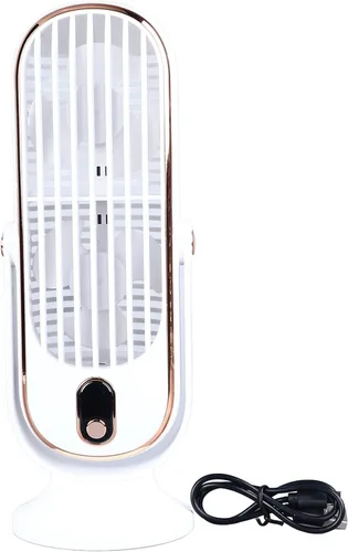 Vista 2 de Mini ventilador de torre de mesa, ventiladores de enchufe USB que soplan aire frío, refrigeración silenciosa del motor de 5 velocidades, ventilador