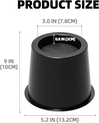 Vista 3 de Elevadores de cama de 4 pulgadas, resistentes, ajustables para cama, sofá, mesa, silla, soporta hasta 1500 libras (juego de 4, negro)