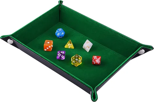 Vista 12 de SIQUK Bandeja de Dados de Doble Cara Plegable Rectangular de Cuero PU y Portadados de Terciopelo Burdeos Bandeja de dados de terciopelo de piel