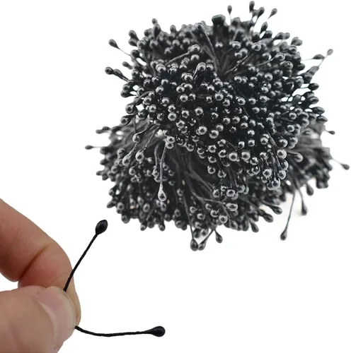 Vista 28 de HAHIYO 1000 piezas de 0.039 in negro perla doble cabeza flor Pistilo para hacer flores, decoración de álbumes de recortes, mini hecho a mano