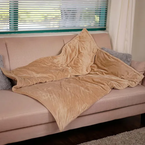 Vista 2 de Manta de compresión con peso Minky Heavy Blankets for Adults, Fleece Throw Blanket for Anxiety, Cozy Soft Washable Quilt for Couch and Bed