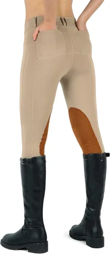 Vista 3 de Beroy Montura a Caballo -Pantalones para Mujer Ecuestre-Calzones - Mallas de Entrenamiento Ecuestre para Damas de Asiento Completo con Bolsillos