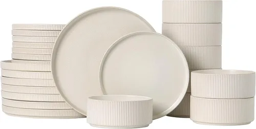 Vista 12 de Stoneware Dinnerware Sets for 4, 12Pcs Plates and Bowls Set, Midnight Blue