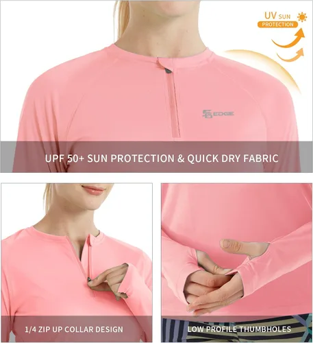 Vista 4 de Camisa estándar de manga larga con cremallera de 14 y secado rápido para mujer