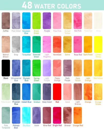 Vista 3 de Nicpro Juego de pintura de acuarela, kit de 48 colores de agua con 3 pinceles de pintura, paleta, bolígrafo de acuarela, suministros de pintura