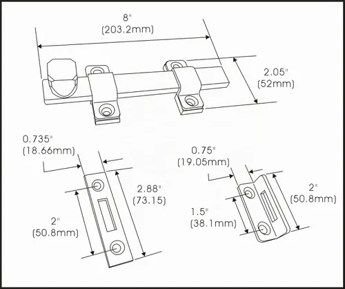 Vista 3 de QCAA Perno de superficie resistente, acero, 6", acabado cromado cepillado, 1 paquete, fabricado en Taiwán