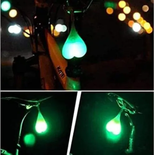 Vista 4 de Bola de silicona en forma de corazón, luz trasera de bicicleta, LED, peligro, luz nocturna, impermeable, asiento de bicicleta