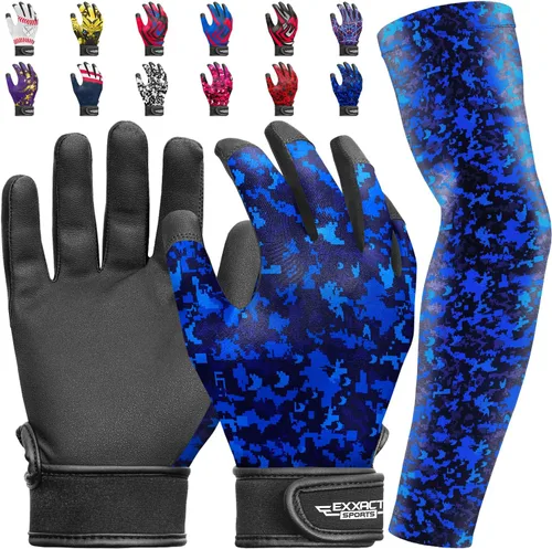 Vista 8 de Guantes de bateo para jóvenes de Exxact Sports con mangas para brazos para niños y niñas, guantes de béisbol para niños para bateo de sóftbol, T-Ball