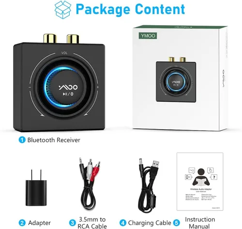 Vista 8 de YMOO B06T3 - Receptor inalámbrico Bluetooth con aumento de voz, soporte para streaming estéreo en el hogar, altavoz de sonido