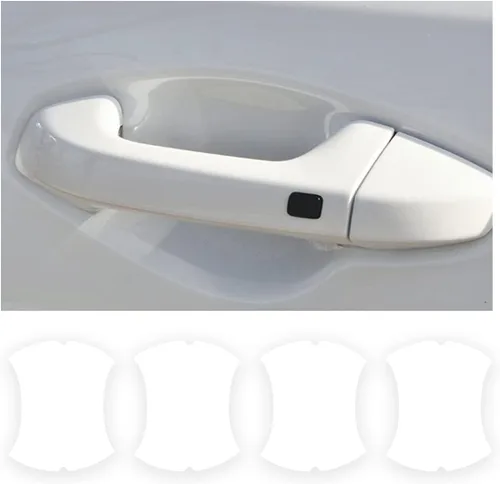 Vista 16 de 8 unidades de calcomanías para manija de puerta de coche, protector de copa de puerta de coche de fibra de carbono antiarañazos, película protectora