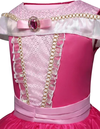 Vista 4 de Vestido elegante de princesa rosa para niñas, disfraz de fiesta de cumpleaños de Halloween, vestidos para niñas
