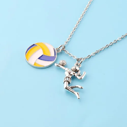 Vista 5 de FUSTMW Regalos de voleibol, collar de voleibol, regalos para jugadores de voleibol, collar con dije de voleibol, regalos para entrenadores