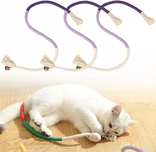 Vista 8 de Cuerda de juguete masticable para gatos, cuerda de masticar natural mejorada 2026, juguete interactivo de hierba gatera para gatitos, cuidado